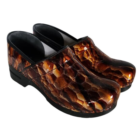 EUC Dansco Patent Clogs in Tortoise Shell Colors - Picture 1 of 8
